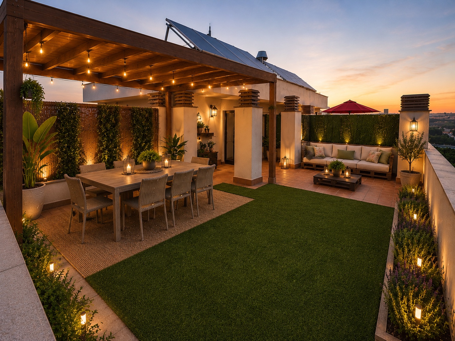 Terraza después de una propuesta de diseño de interiores con IA